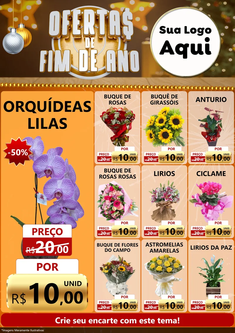 Modelo de Encarte para Encarte A4 Vertical com o tema Ofertas de Fim de Ano para Floricultura e jardim