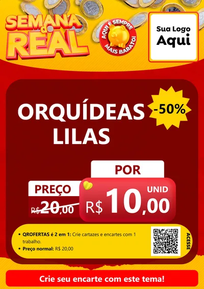 Modelo de Cartaz para Cartaz A4 Vertical com o tema Semana do Real para Floricultura e jardim