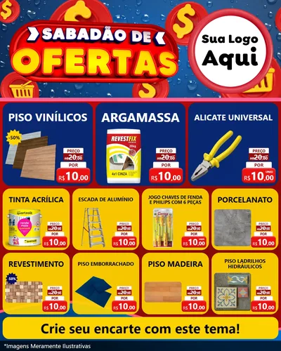 Modelo de Rede Social para Feed Instagram com o tema Sabadão de Ofertas para Material para Construção