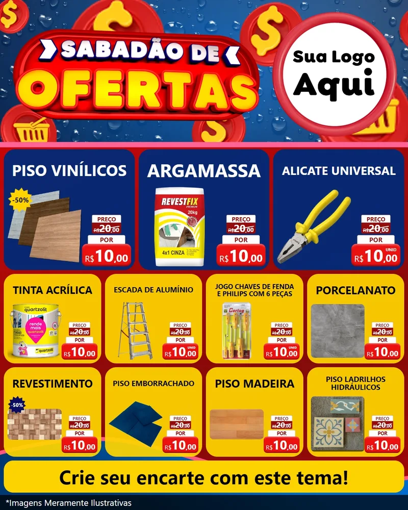Modelo de Rede Social para Feed Instagram com o tema Sabadão de Ofertas para Material para Construção