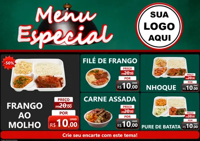 Modelo de Encarte para Encarte A4 Horizontal com o tema Menu Especial para Restaurante