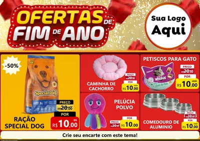 Modelo de Encarte para Encarte A4 Horizontal com o tema Ofertas de Fim de Ano para Pet Shop