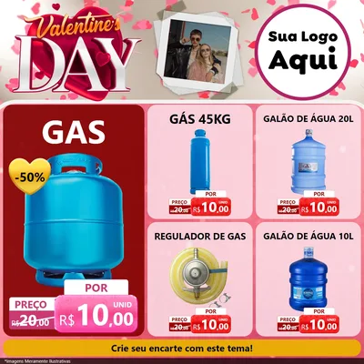 Modelo de Rede Social para Feed Facebook com o tema Valentine's Day para Água e gás