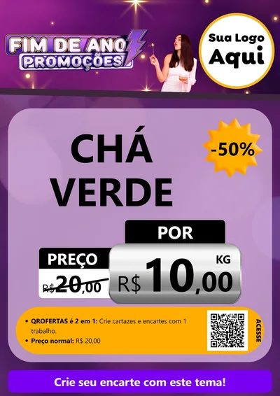 Modelo de Cartaz para Cartaz A4 Vertical com o tema Fim de Ano Promoções para Produtos Naturais