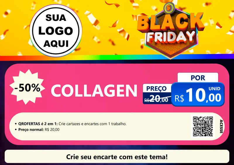 Modelo de Cartaz para Cartaz A4 Horizontal com o tema Black Friday para Suplementos alimentares