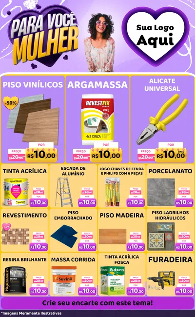 Modelo de Encarte para Encarte Grande com o tema Para Você, Mulher para Material para Construção