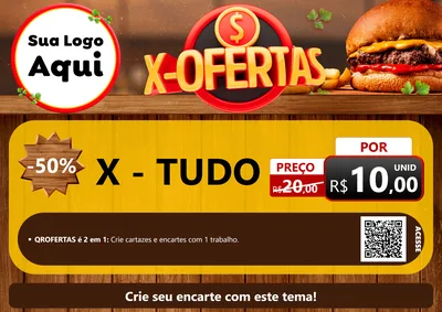 Modelo de Cartaz para Cartaz A4 Horizontal com o tema X - Ofertas para Hamburgueria