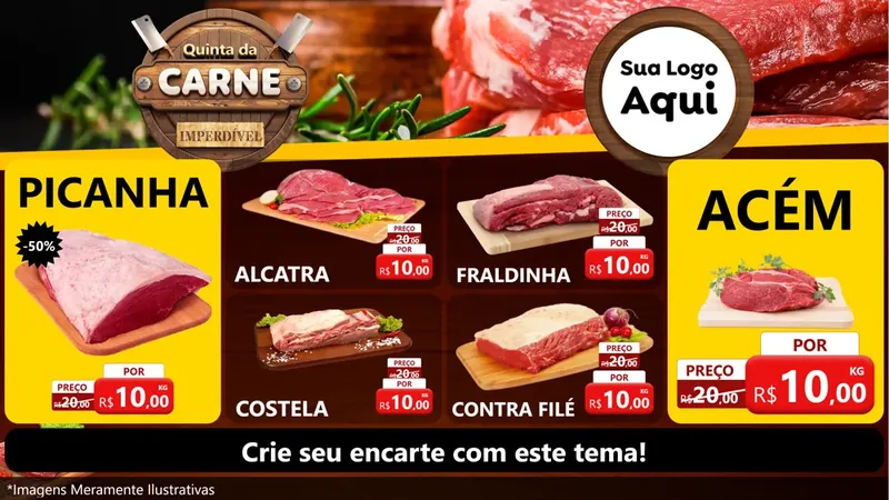 Modelo de TV para TV Horizontal com o tema Quinta Da Carne para Açougue