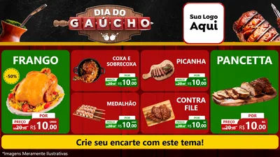 Modelo de TV para TV Horizontal com o tema Dia do Gaúcho para Assados