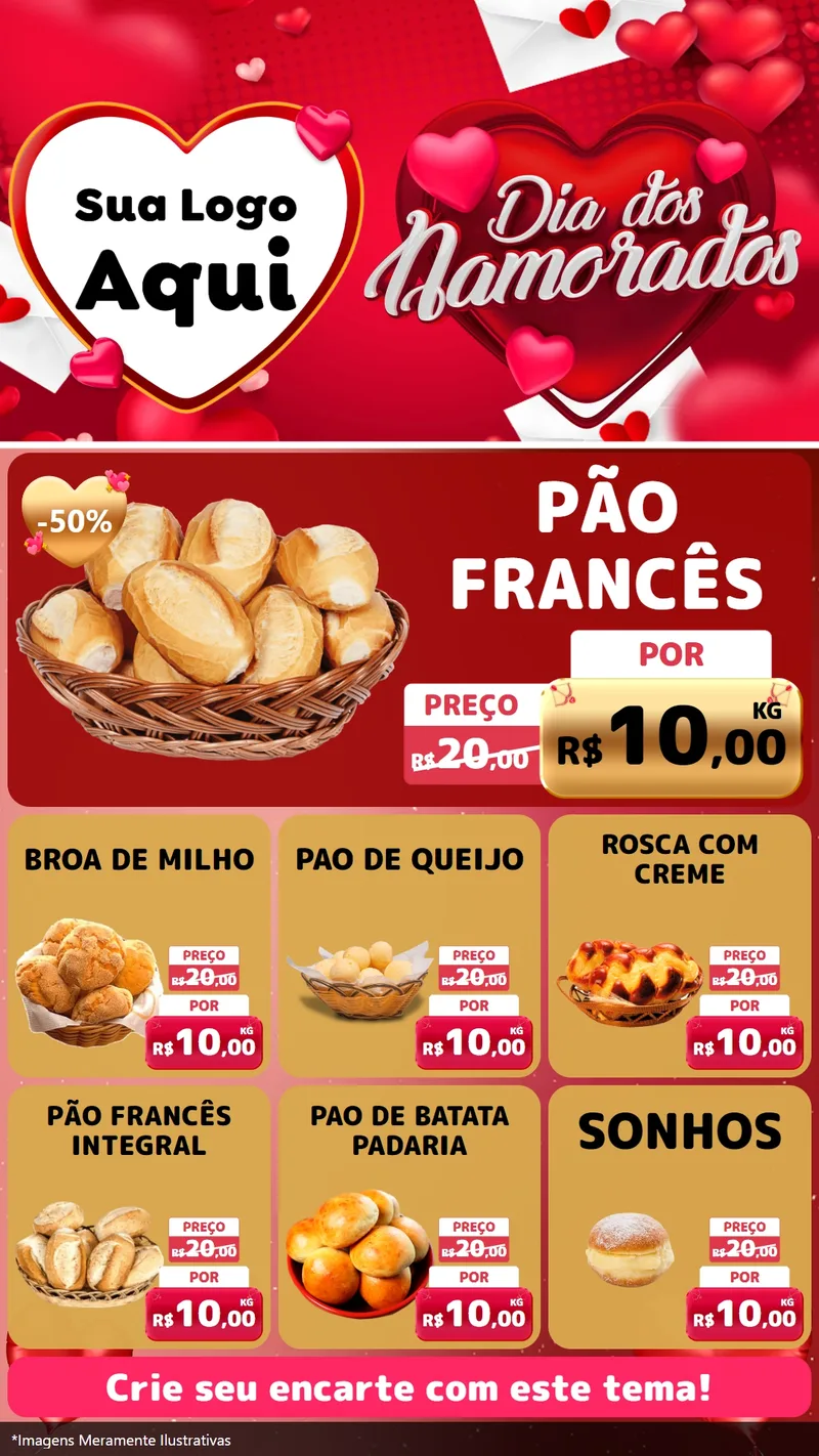 Modelo de Rede Social para Stories com o tema Dia Dos Namorados para Padaria