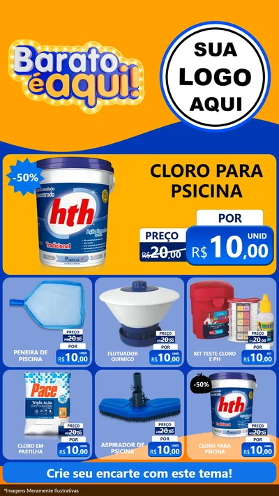 Modelo de Rede Social para Stories com o tema Barato é aqui para Produtos para Piscina