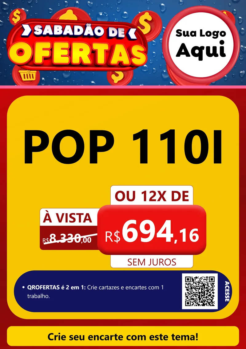Modelo de Cartaz para Cartaz A4 Vertical com o tema Sabadão de Ofertas para Concessionaria de Motos