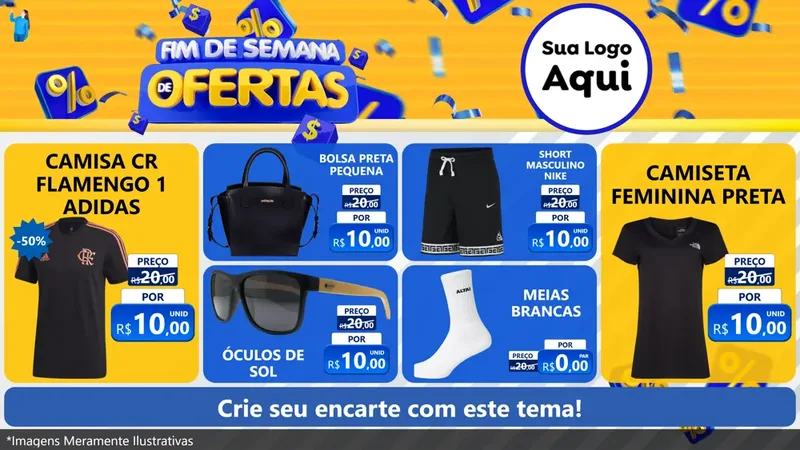 Modelo de TV para TV Horizontal com o tema Fim de Semana de Ofertas para Roupas e acessórios
