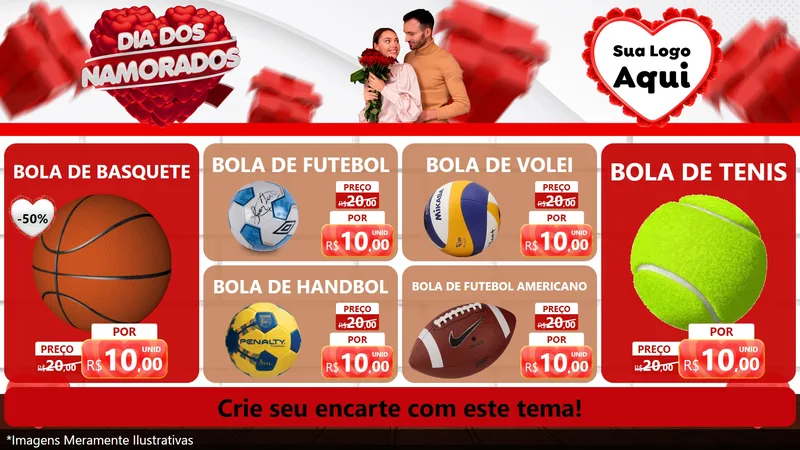 Modelo de TV para TV Horizontal com o tema Dia dos Namorados para Artigos Esportivos
