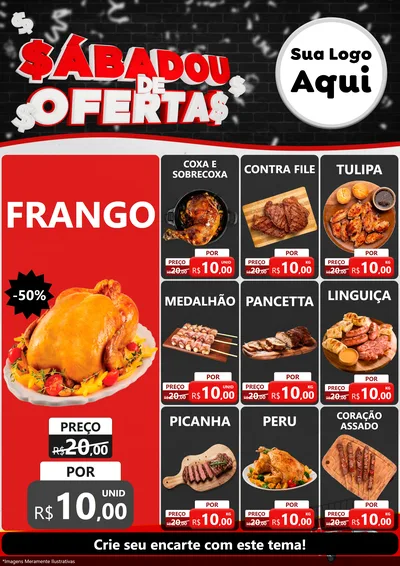 Modelo de Encarte para Encarte A4 Vertical com o tema Sabadou de Ofertas para Assados
