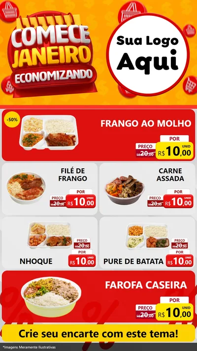 Modelo de TV para TV Vertical com o tema Comece Janeiro Economizando para Restaurante