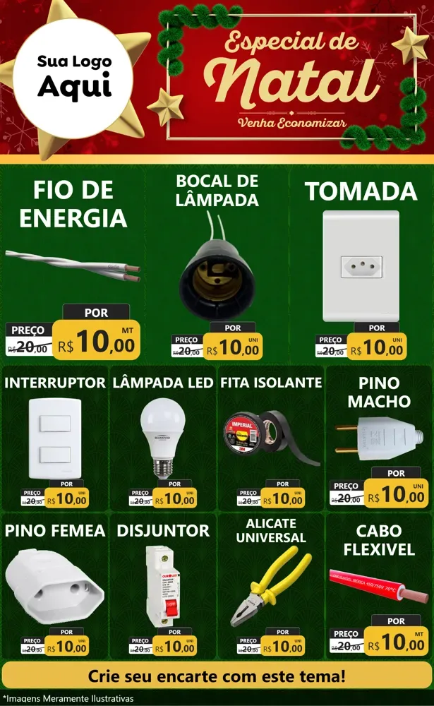 Modelo de Encarte para Encarte Grande com o tema Especial de Natal para Materiais Elétricos