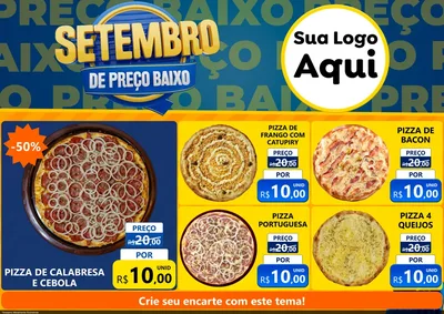 Modelo de Encarte para Encarte A4 Horizontal com o tema Setembro De Preço Baixo para Pizzaria