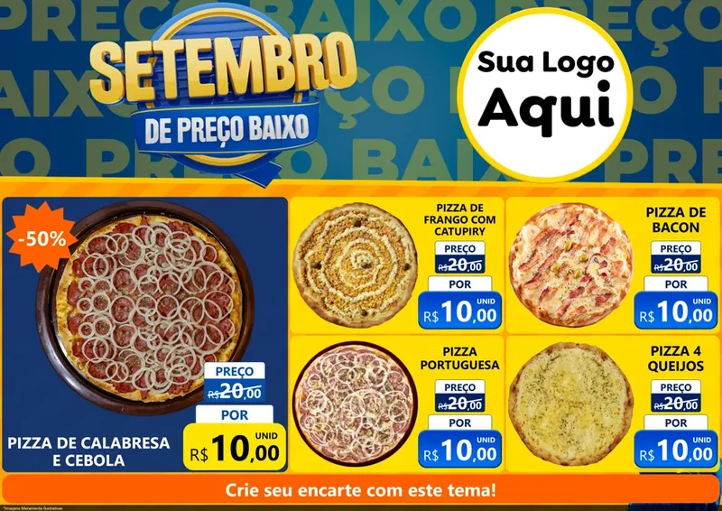 Modelo de Encarte para Encarte A4 Horizontal com o tema Setembro De Preço Baixo para Pizzaria