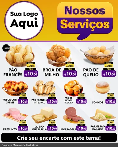 Modelo de Rede Social para Feed Instagram com o tema Nossos Serviços para Padaria