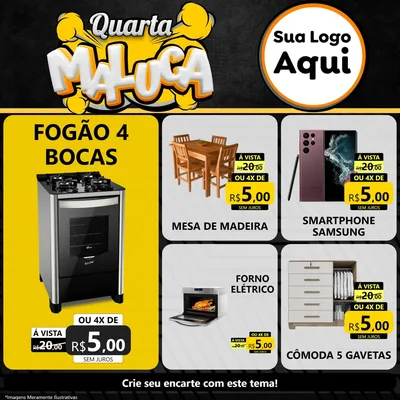 Modelo de Rede Social para Feed Facebook com o tema Quarta Maluca para Móveis e Eletro