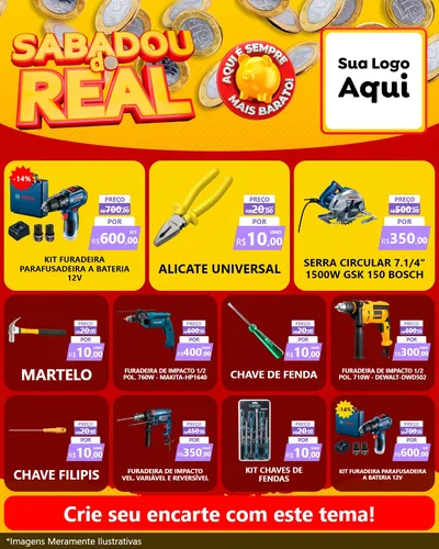 Modelo de Rede Social para Feed Instagram com o tema Sabadou do Real para Maquinas e Ferramentas