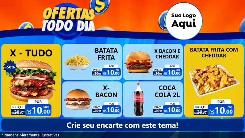 Modelo de TV para TV Horizontal com o tema Ofertas Todo Dia para Hamburgueria