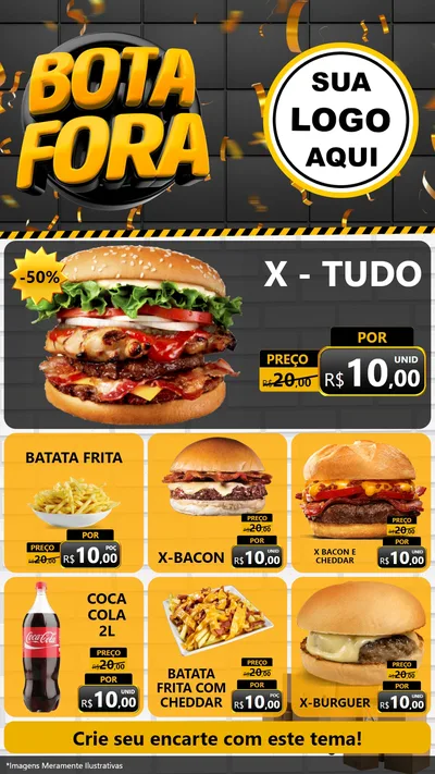 Modelo de Rede Social para Stories com o tema Bota Fora para Hamburgueria