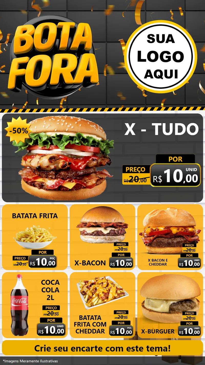 Modelo de Rede Social para Stories com o tema Bota Fora para Hamburgueria