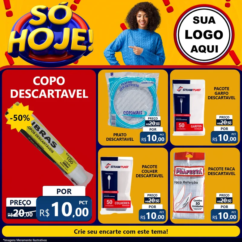 Modelo de Rede Social para Feed Facebook com o tema Só Hoje! para Embalagens