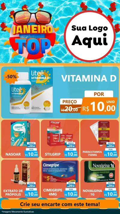 Modelo de Rede Social para Stories com o tema Janeiro Top para Farmácia