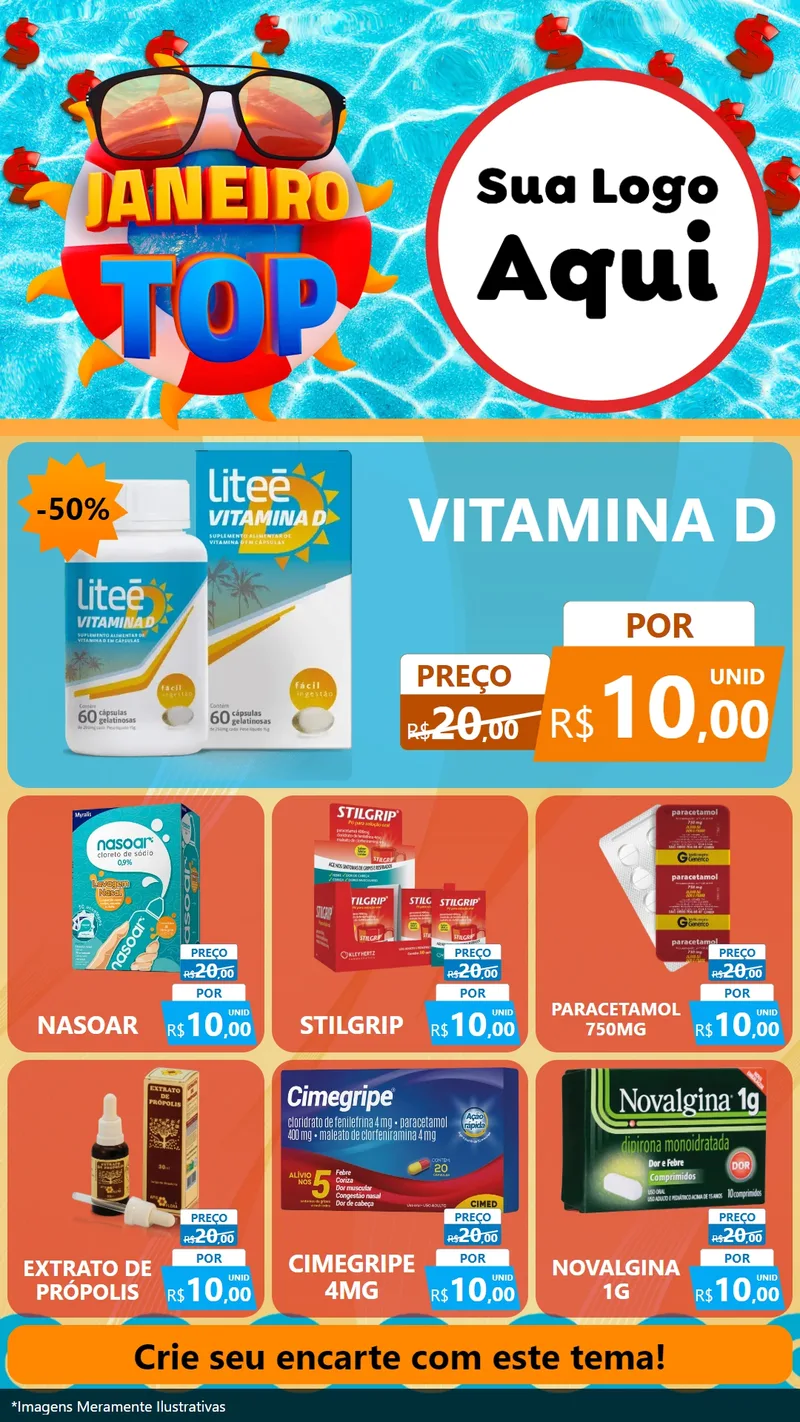 Modelo de Rede Social para Stories com o tema Janeiro Top para Farmácia