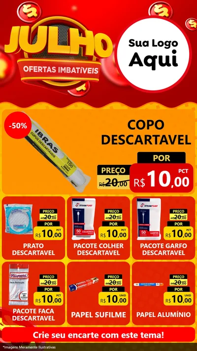 Modelo de Rede Social para Stories com o tema Julho Ofertas Imbatíveis para Embalagens