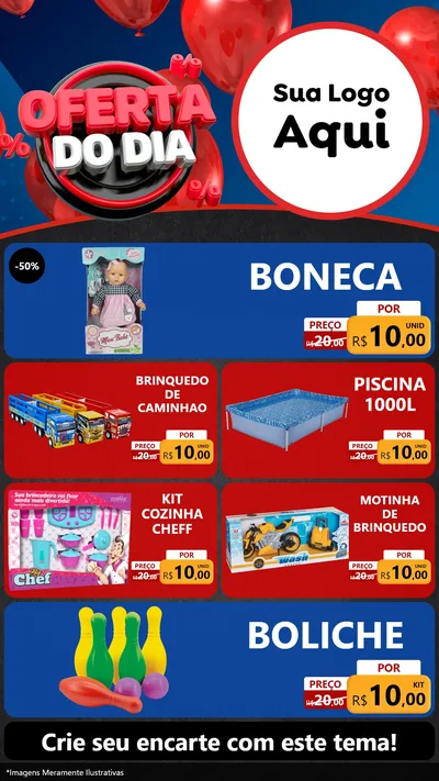 Modelo de TV para TV Vertical com o tema Oferta do Dia para Brinquedos