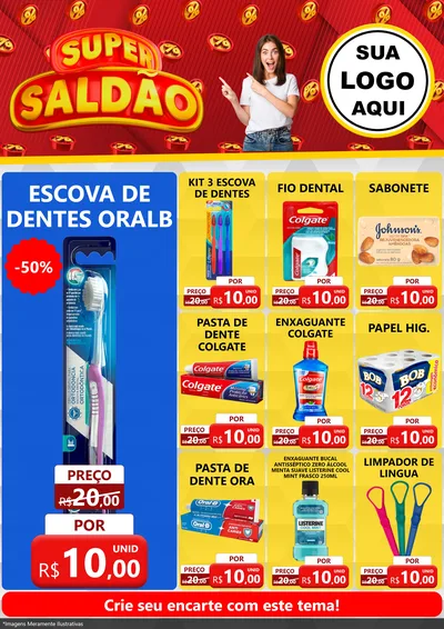 Modelo de Encarte para Encarte A4 Vertical com o tema Super Saldão para Higiene Pessoal