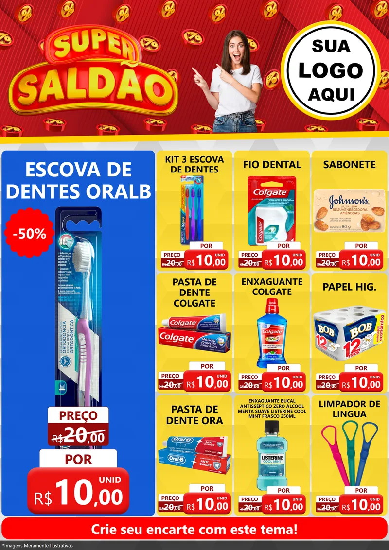 Modelo de Encarte para Encarte A4 Vertical com o tema Super Saldão para Higiene Pessoal