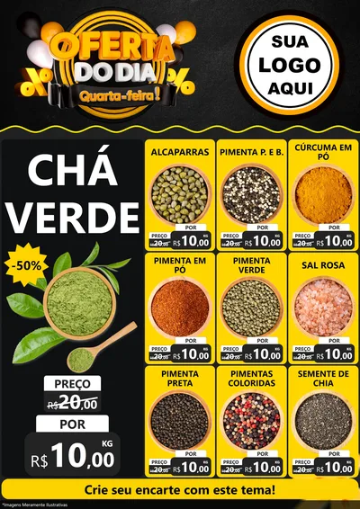 Modelo de Encarte para Encarte A4 Vertical com o tema Oferta do Dia - Quarta Feira! para Produtos Naturais