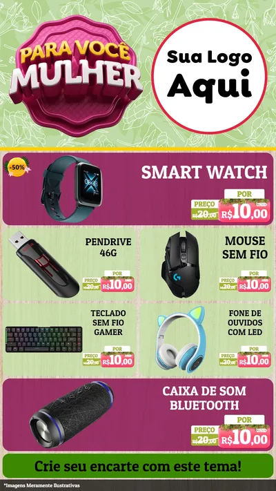 Modelo de TV para TV Vertical com o tema Para Você Mulher para Informática