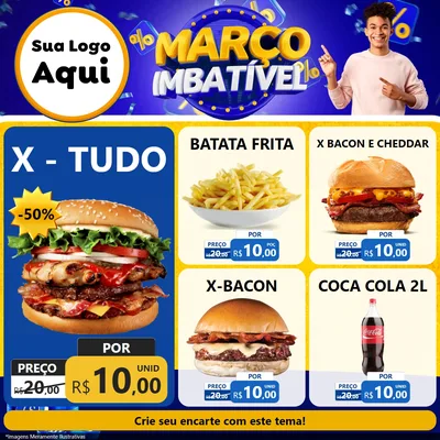 Modelo de Rede Social para Feed Facebook com o tema Março Imbatível para Hamburgueria