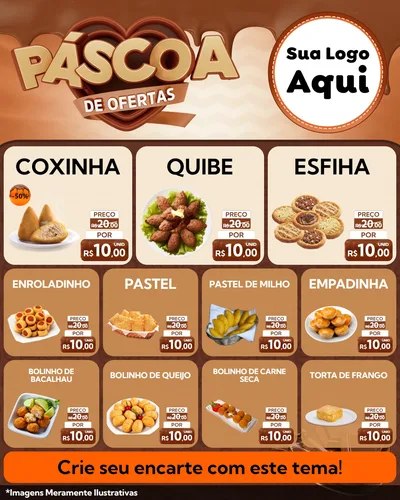 Modelo de Rede Social para Feed Instagram com o tema Páscoa de Ofertas para Salgadaria