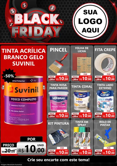 Modelo de Encarte para Encarte A4 Vertical com o tema Black Friday para Tintas e Ferramentas