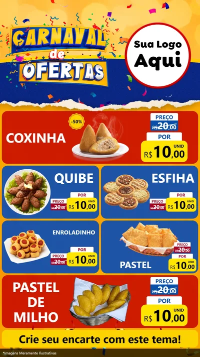 Modelo de TV para TV Vertical com o tema Carnaval de Ofertas para Salgadaria