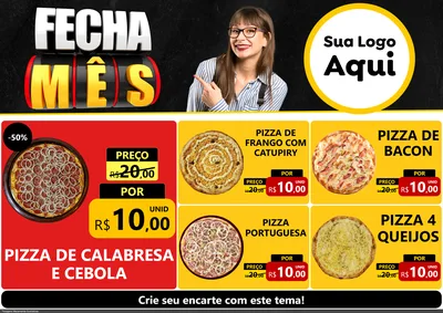 Modelo de Encarte para Encarte A4 Horizontal com o tema Fecha Mês para Pizzaria