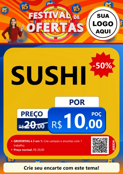 Modelo de Cartaz para Cartaz A4 Vertical com o tema Festival de Ofertas para Comida japonesa