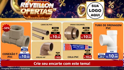 Modelo de TV para TV Horizontal com o tema Réveillon de Ofertas para Tubos e conexões
