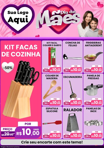 Modelo de Encarte para Encarte A4 Vertical com o tema Dia das Mães para Utilidades Domésticas