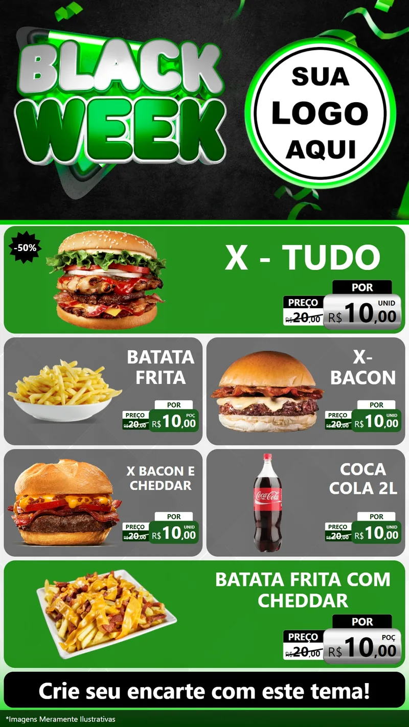 Modelo de TV para TV Vertical com o tema Black Week para Hamburgueria