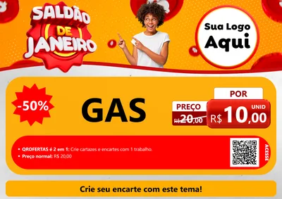 Modelo de Cartaz para Cartaz A4 Horizontal com o tema Saldão de Janeiro para Água e gás