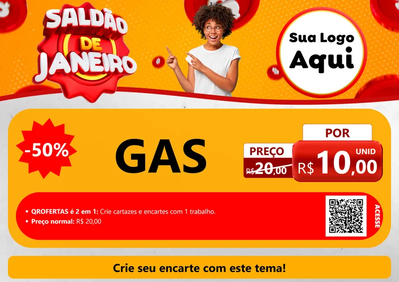 Modelo de Cartaz para Cartaz A4 Horizontal com o tema Saldão de Janeiro para Água e gás