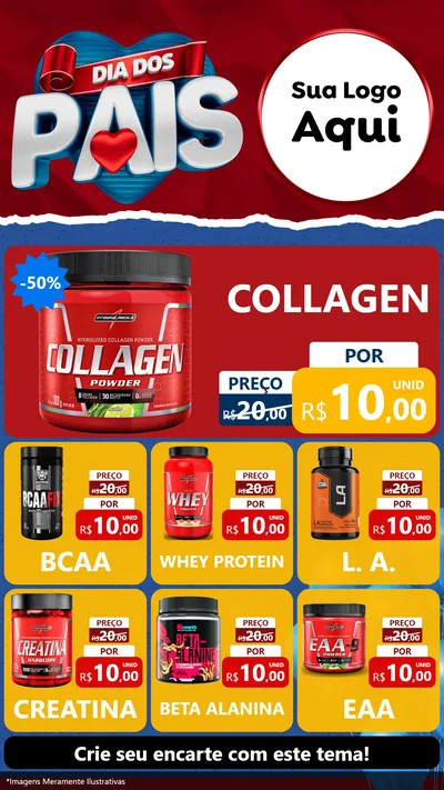 Modelo de Rede Social para Stories com o tema Dia dos Pais para Suplementos alimentares